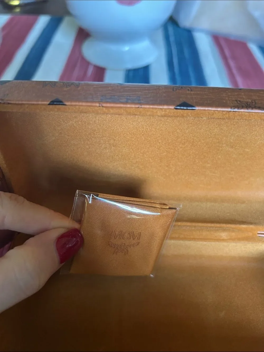 MCM glasses new with Cognac Visetos Long Wallet with Gold Plaque